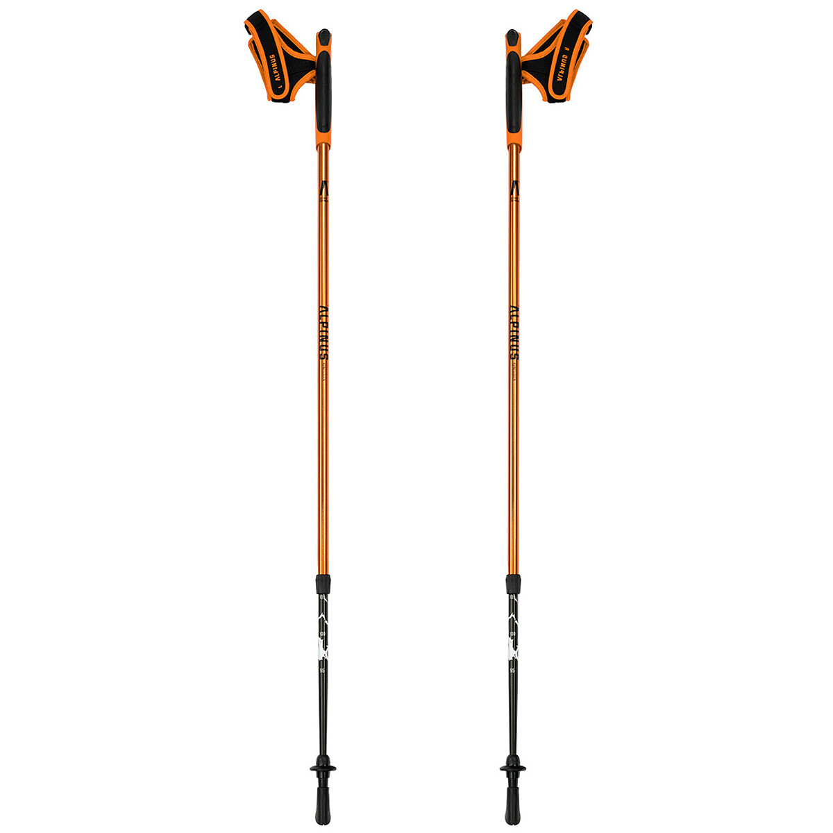 Alpinus Tactical Nordic Walking Poles Kungsleden Walking Sticks Trekking Orange