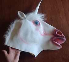 Unicorn Full Head Latex Mask Adult Teen Animal Cosplay Halloween Party Costume