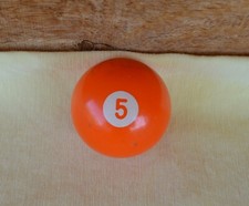 Vintage Pool Ball No. 5 Solid Orange Replacement Re-purpose