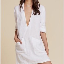 REFORMATION Caftan Shift Dress In White