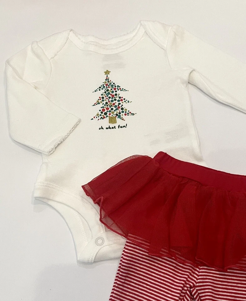 Carters Bebé Niña Conjunto de Navidad 3 Meses Pantalones Con Tutú Body Conjunto de 2 Piezas Foto 2 de 4