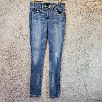 3 x 1 Jeans Womens 26 Blue Denim Cotton Low Rise Skinny Leg 5 Pockets Zip Fly