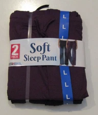 32 Degrees Womens 2 Pack Soft Sleep Pants Purple Black sz Large L NWT