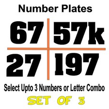 Custom Racing Number Plate Vinyl Decals - Kart MX Dirt Bike Set of 3
