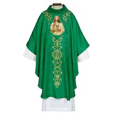 Green Chasubles, Pane Vita Chasuble and Stole, Priest Church Chasuble Vestment