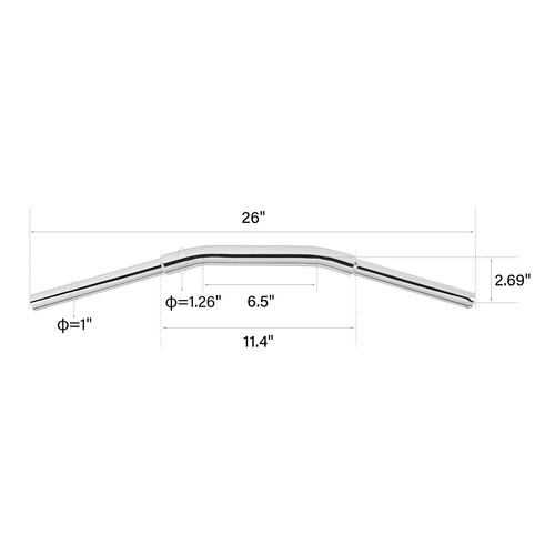 Chrome 1.25" Zero Bar Handlebar Fit For Harley Softail Dyna Street Fat Bob TBW - Picture 3 of 9