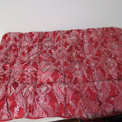 VINTAGE F.A.N. FRANKENSTOLZ SCHLAFKOMFORT RED WHITE JACQUARD BEDSPREAD 48 x 64