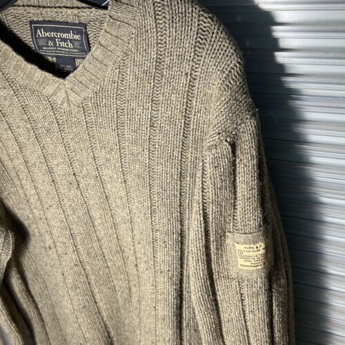 Abercrombie And Fitch Vintage Knit Wool Men’s Sweater Large - Cable Down Sleeve - Bild 2 von 4