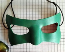 Male Green Lantern Leather Mask Halloween Cosplay Costume Geek Accessory Half