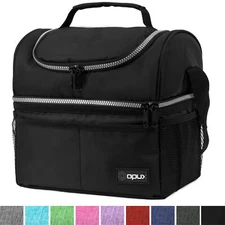Insulated Lunch Bag Box for Women Men Kid Double Deck Cooler Hot Cold Adult Tote