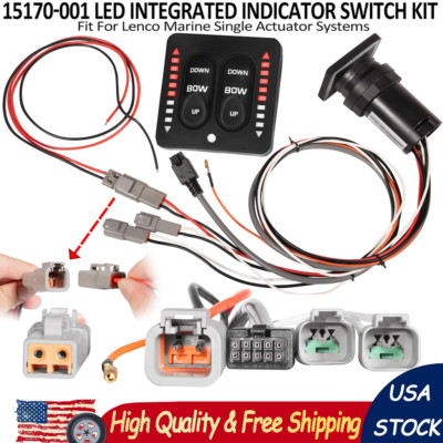15170-001 LED Indicator Tactile Trim Tab Switch For Lenco Marine Single Actuator