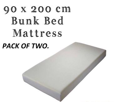 2 x 90cm x 200cm Etagenbett Reflexschaum Matratze + waschbarer Reißverschlussbezug 10cm tief