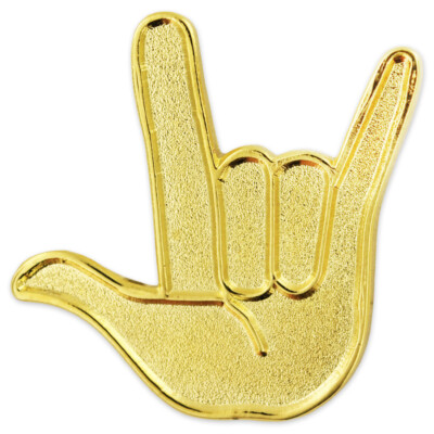 PinMart's Gold Plated Love Hand Sign Language Lapel Pin