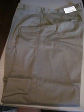 NEW LANDS END WOMENS KHAKI COTTON FLAT FRONT PANTS BRIGHT OLIVE 24W X 29" INSEAM