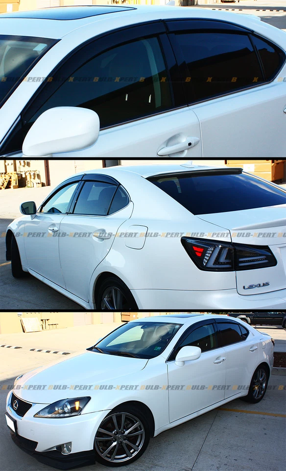 PARA 06-13 LEXUS IS250 IS350 IS-F JDM CLIP VIP EN VISERA DE VENTANA DE HUMO CON MOLDURA NEGRA Foto 4 de 4