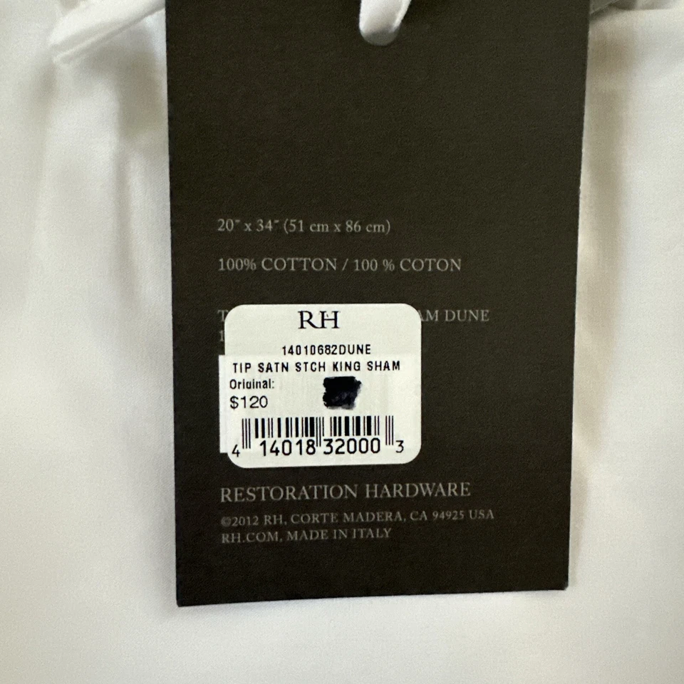 ДВА РЕСТАВРАЦИОННЫХ ОБОРУДОВАНИЯ ИТАЛЬЯНСКИЙ НАКОНЕЧНИК АТЛАСНЫЙ СТЕЖОК KING SHAM В БЕЛОМ/ДЮНА НОВЫЙ С ЯРЛЫКАМИ - Изображение 3 из 4