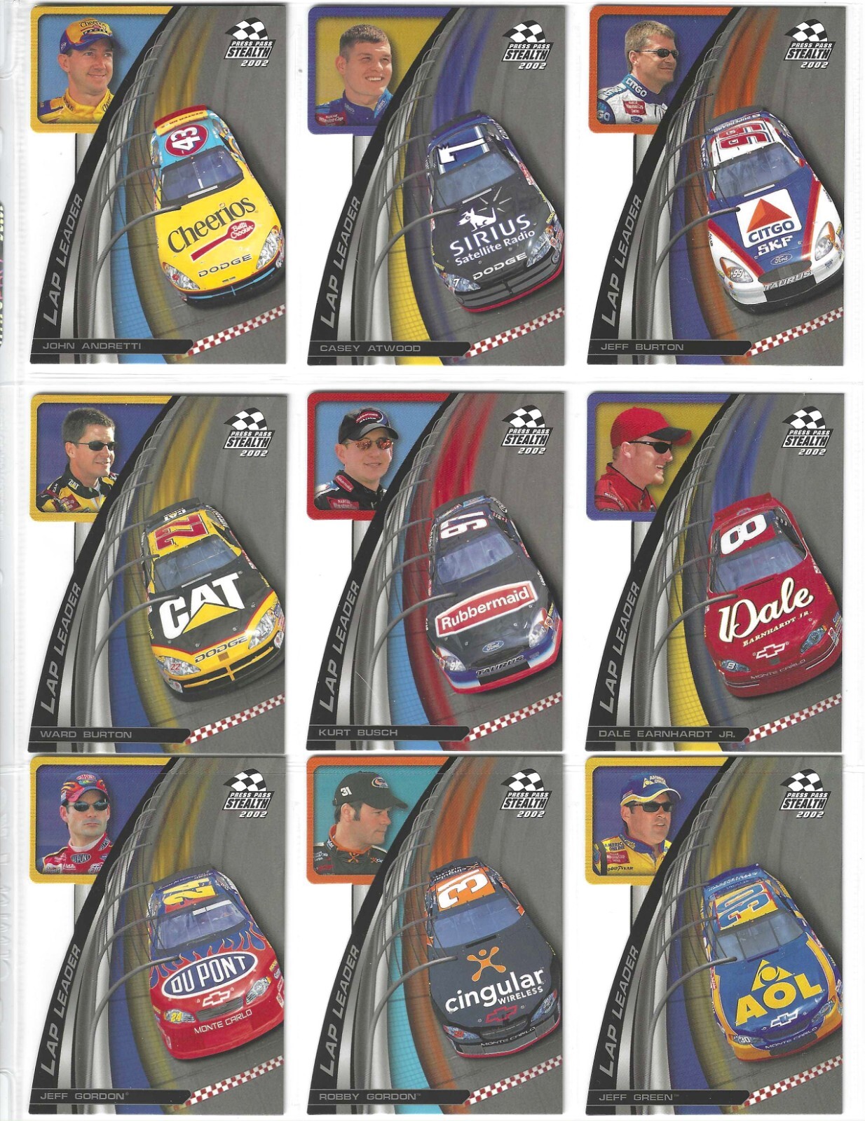 2002 Stealth LAP LEADER--# LL 7 Jeff Gordon--ONE CARD ONLY!