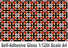 Dolls House wallpaper Self-Adhesive Floor Tiles Minton Classic 1:12 Scale