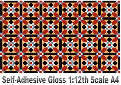 Dolls House wallpaper Self-Adhesive Floor Tiles Minton Classic 1:12 Scale - Image 1 of 4