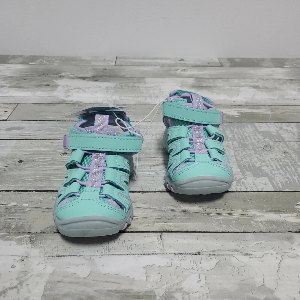 Sandalias de Senderismo Cat & Jack Afton - Turquesa y Púrpura - Zapato Niña Pequeña Talla 5 Foto 4 de 4