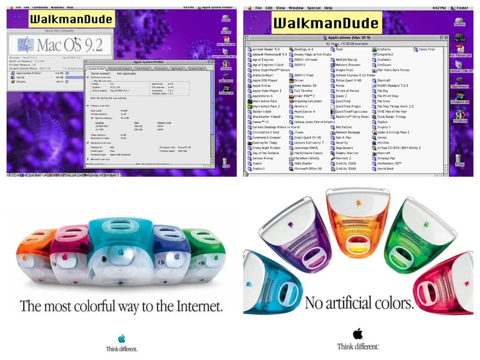 Apple iMac G3 Grape - 266 MHz 512MB RAM 64GB SSD | OS 9 - OS X - WIN 98 Vintage - Image 2 of 4