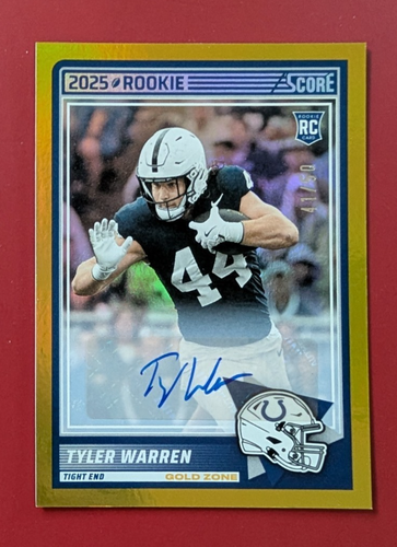 2025 Score Gold Zone Foil Auto RC /50 Tyler Warren Indianapolis Colts Penn State