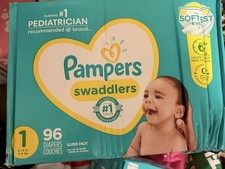 Pampers Swaddlers Size 1 Disposable Diapers Super Pack 96 Count 8-14 lb