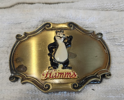 Hamms Hamm's  bear  beer  brass  advertising Belt buckle   1978 rain tree