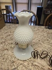 Vintage Milkglass Hobnail Hurricane Table Lamp