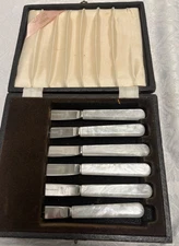 6pc VINERS Mother of Pearl Handle FRUIT 6" KNIVES Stainless Sheffield Engl Boxed