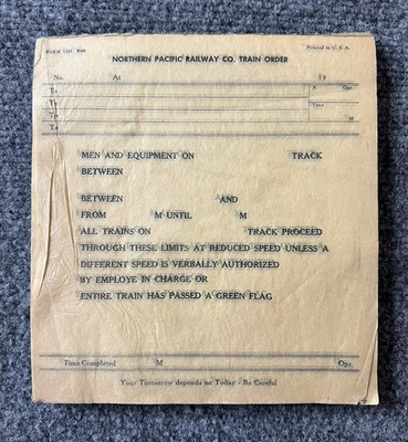 #ad Northern Pacific Railroad Company Train Order Form Full Pad Vintage Railway $29.99