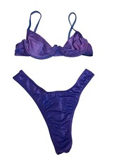 VTG Sexy Metallic Skimpy Purple THONG Bikini ...