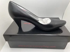 Marc Joseph New York Leather Black Pump Heels size 8 Career Ona Preto Heel