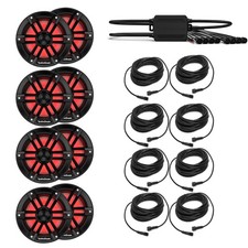 Rockford Fosgate 4 Pairs M1-65B 6.5" Marine Speakers, PMX-RGB, 8 RGB-25 Cable