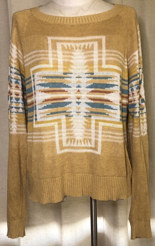 PENDLETON Harding Southwestern SWEATER Women's Size Medium Yellow Cotton Aztec