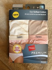 Hanes Women's Premium Pure Comfort Bikini Cotton Underwear 4-Pr Panties 9/2XL