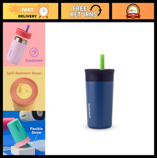 Kids Insulated Stainless Steel Tumbler with Spill-Resistant Straw, 12 Oz, Travel