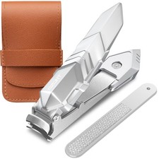 Nail Clippers,Precise and Durable Toe Nail Clippers with Catcher and Nail File,F