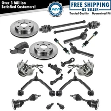 20 Piece Steering Suspension & Brake Kit Control Arms CV Axles Pads w/ Rotors
