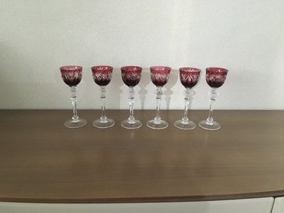 WMF Cristal Cabinet Römergläser, 6er Set, Bleikristall Likörglas Rot