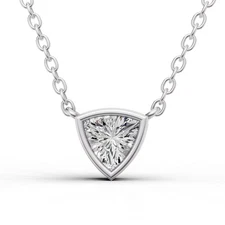 14K White Gold 0.25 Ctw Lab Grown Trillion Shape Diamond Solitaire Pendant