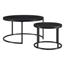 Henn&Hart 35" Black Nested Coffee Tables
