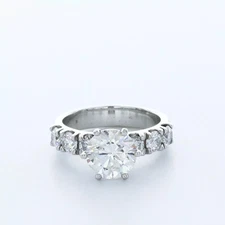 Side Stone Engagement Ring Solid Platinum 4.57 CT Round Lab-Grown Diamond E SI1