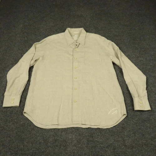 Tommy Bahama Shirt Mens Extra Large 100% Linen Preppy Button Up Long Sleeve