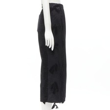 TRICOT COMME DES GARCONS black ruffle floral velvet ribbon trim wide pants S