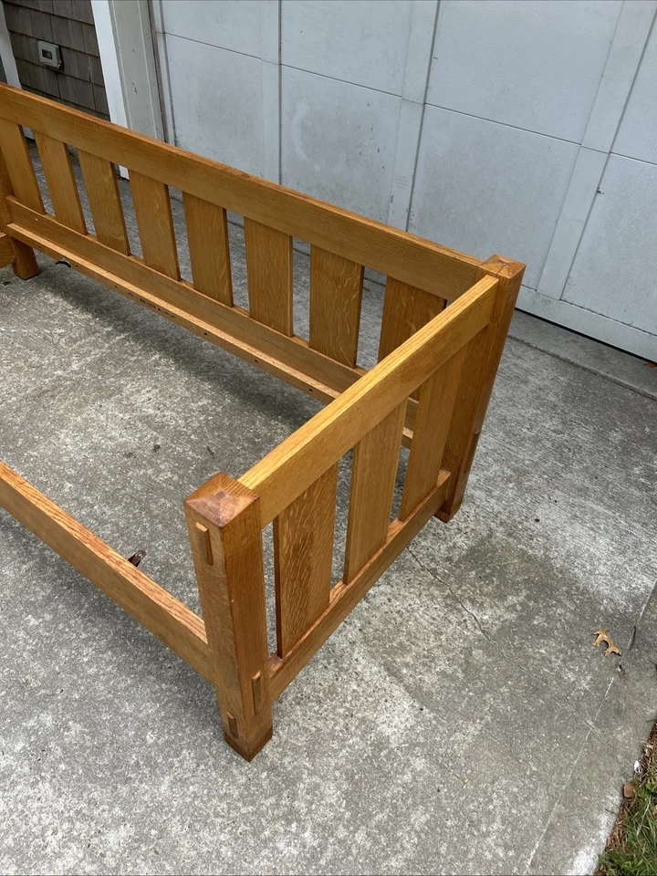 Кожаная диван-сетти STICKLEY Mission Oak Arts & Crafts 77 дюймов нуждается в обивке - Изображение 3 из 4