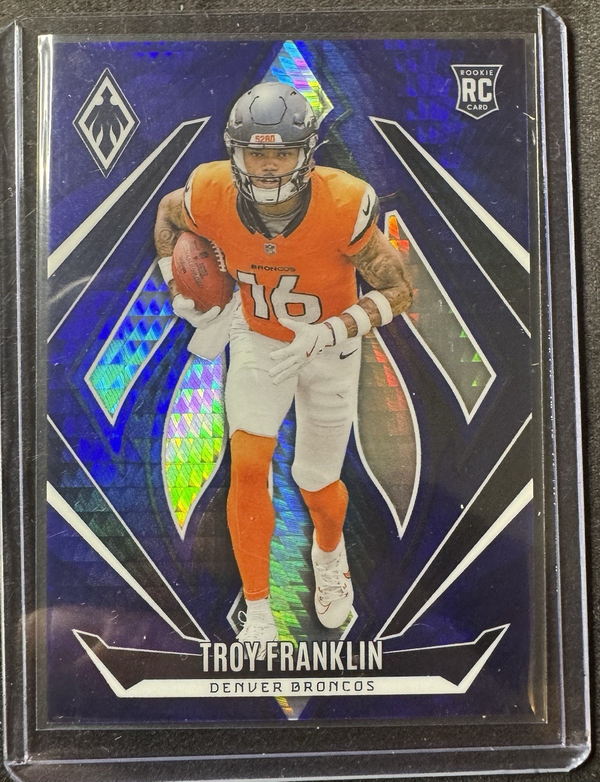 2024 Panini Phoenix - Rookies Troy Franklin #244 Blue Hyper /70 (RC) Broncos