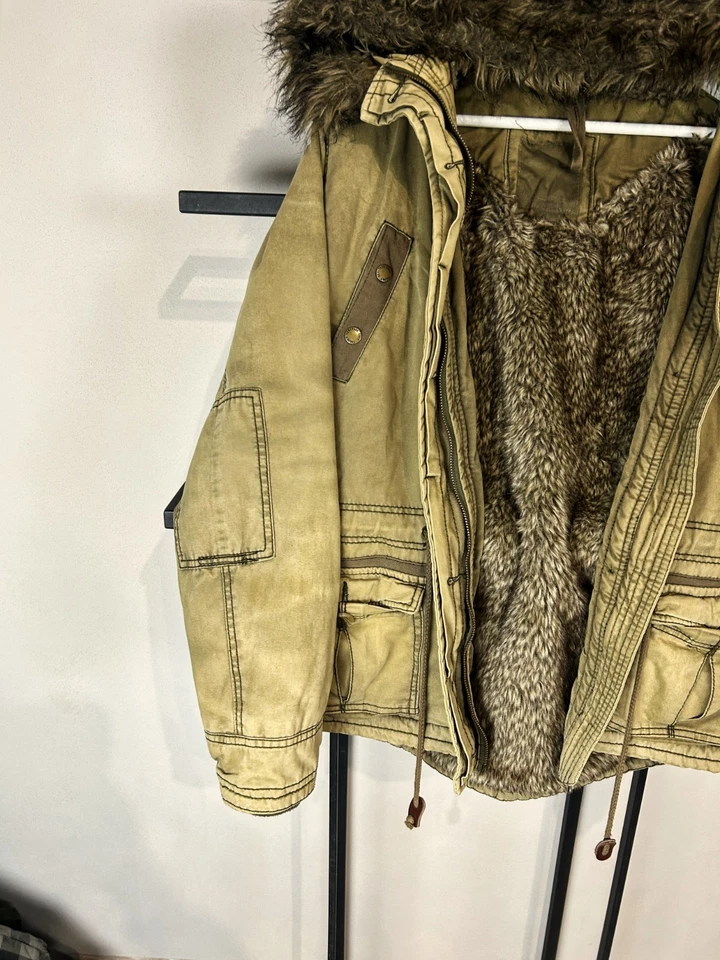 Chaqueta cargo de piel con capucha de vanguardia estilo histérico japonés Streetwear de colección años 90 Foto 3 de 4