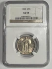 1925 Standing Liberty Quarter 25c NGC AU58 - Great Luster - SLQ Silver Type Coin