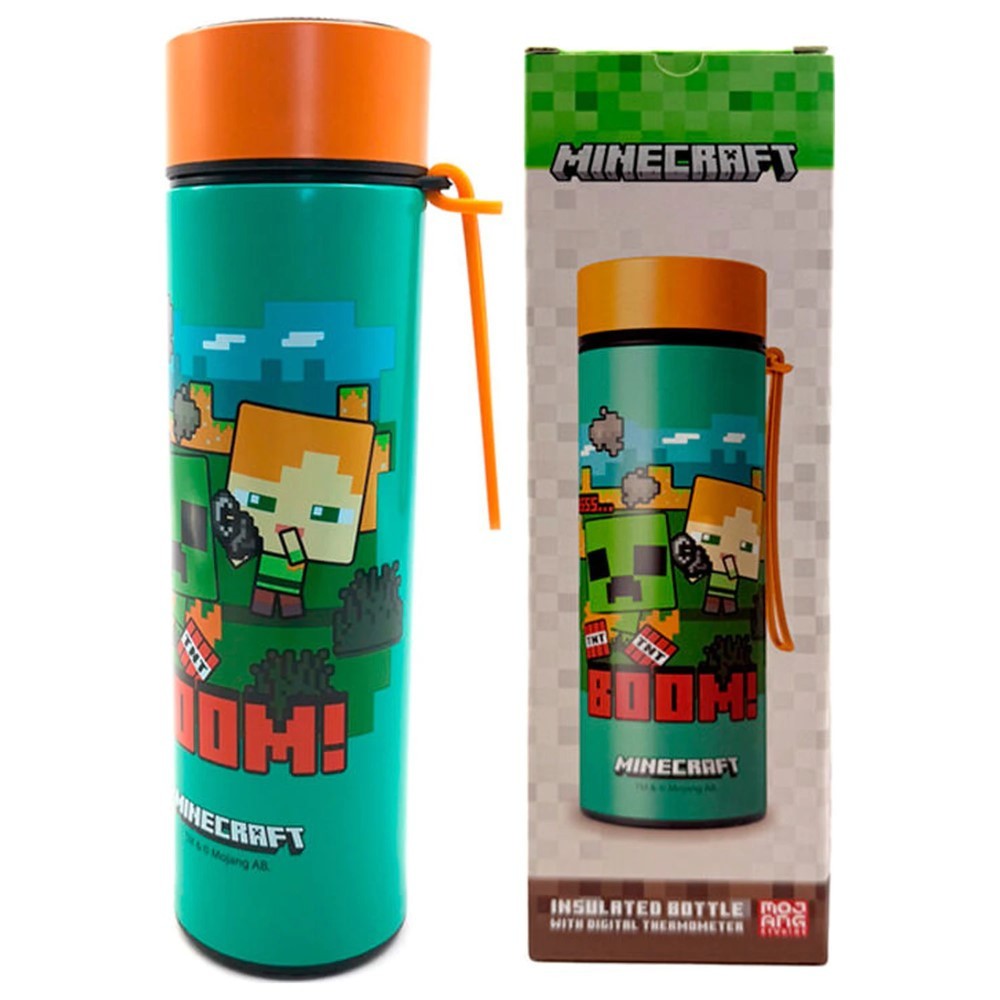 Bouteille Minecraft Boom Mojang isotherme 500ml verte en inox pour enfant